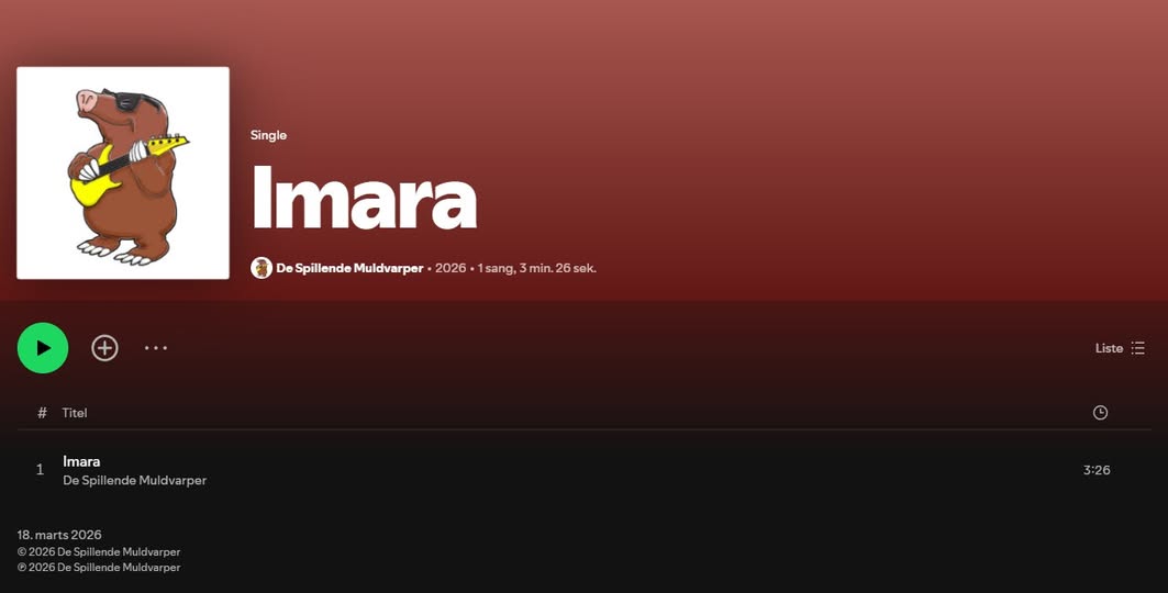 Screenshot af De Spillende Muldvarpers side på Spotify.
