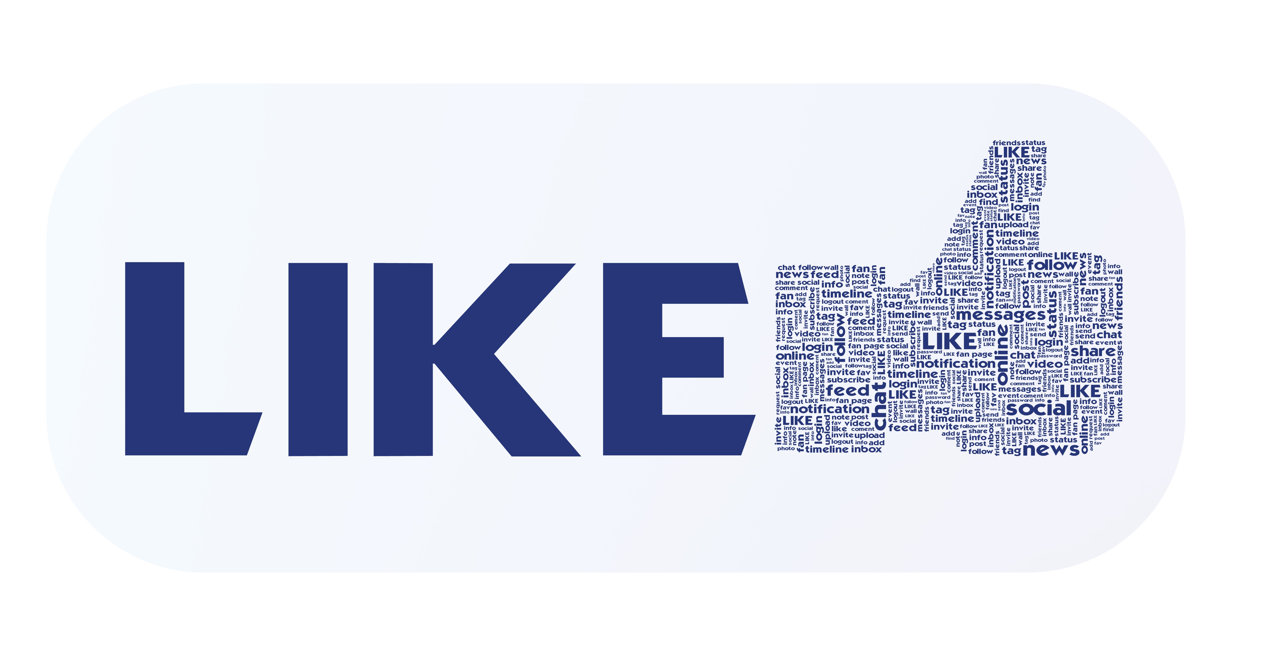 Ikon med en opadvendt tommeltot og teksten "like".