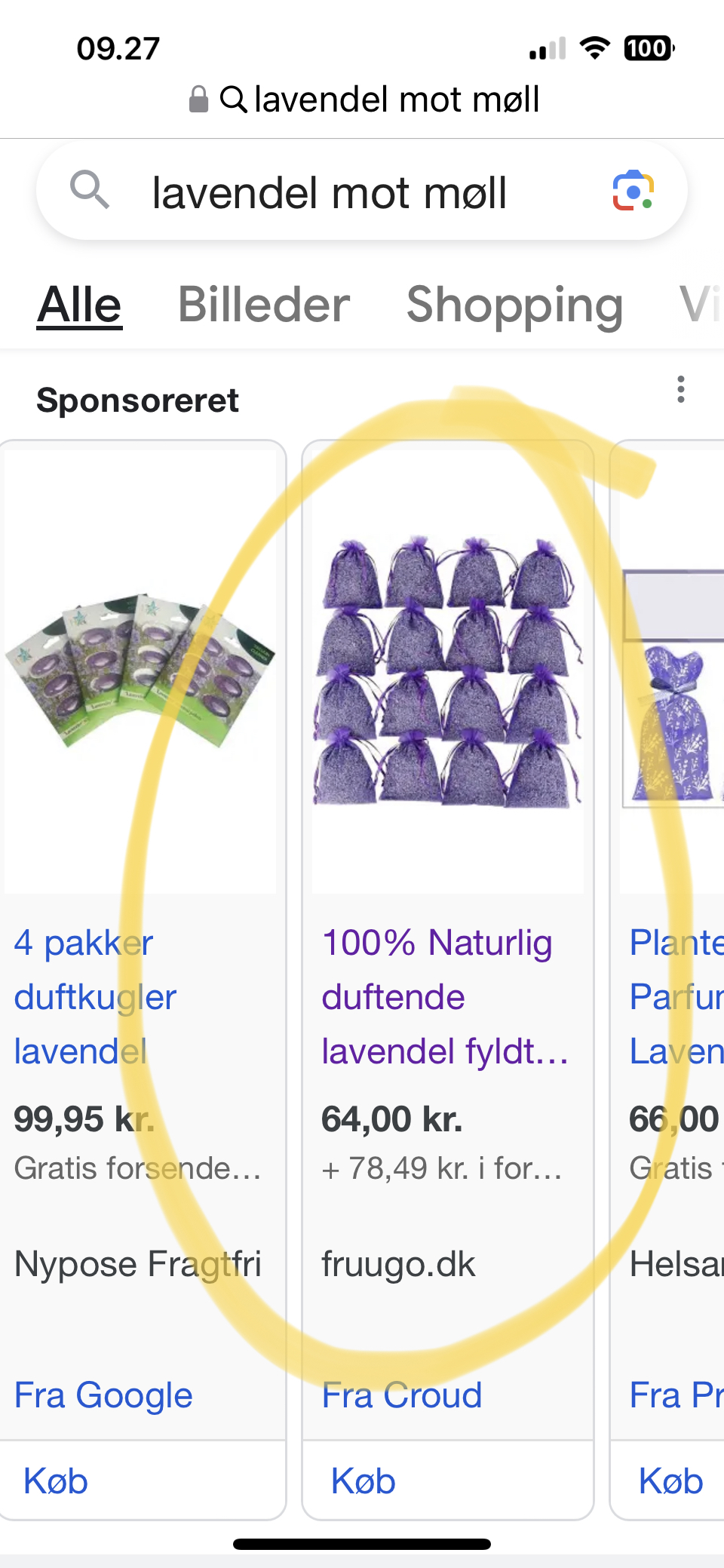 Lavendel-poser - screenshot fra Google søgning