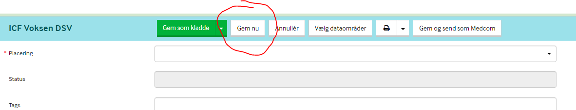 Screenshot af gem-funktionen i Nexus.