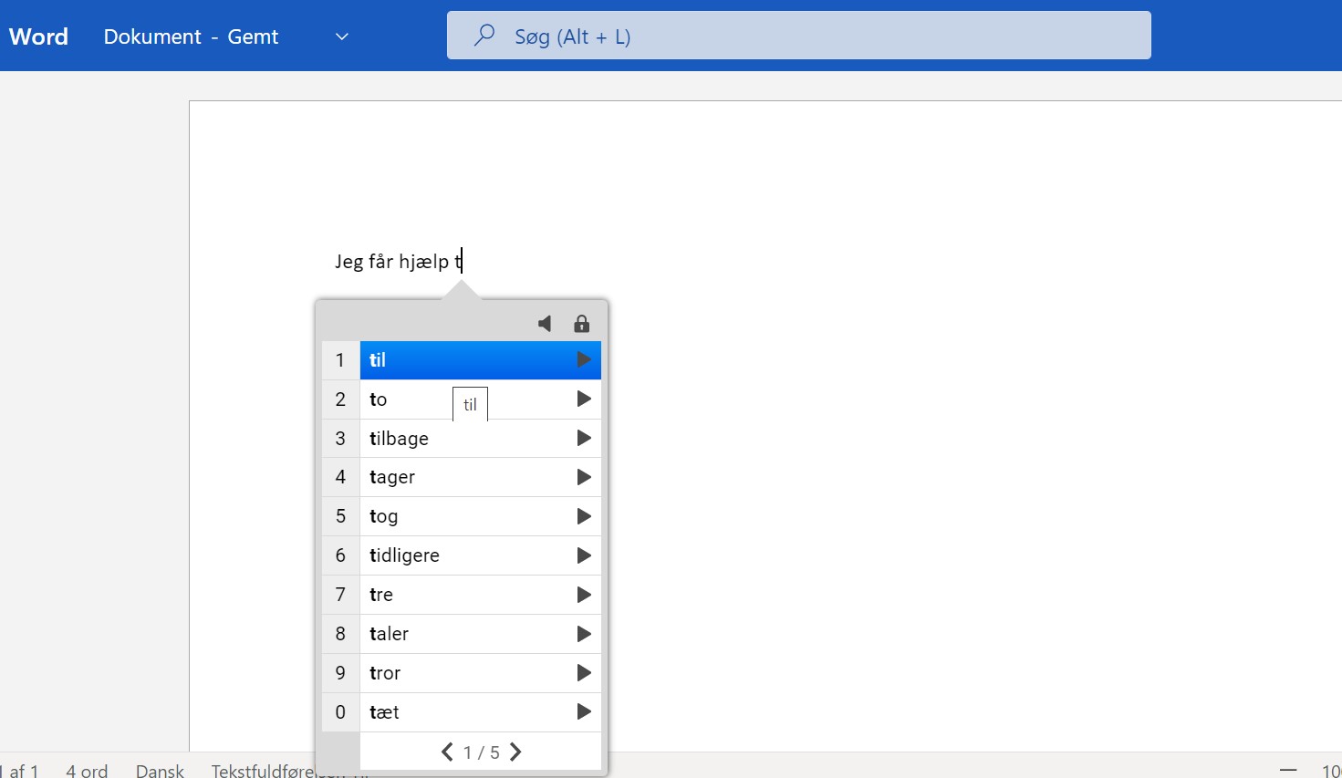 Screenshot af AppWriter appen.