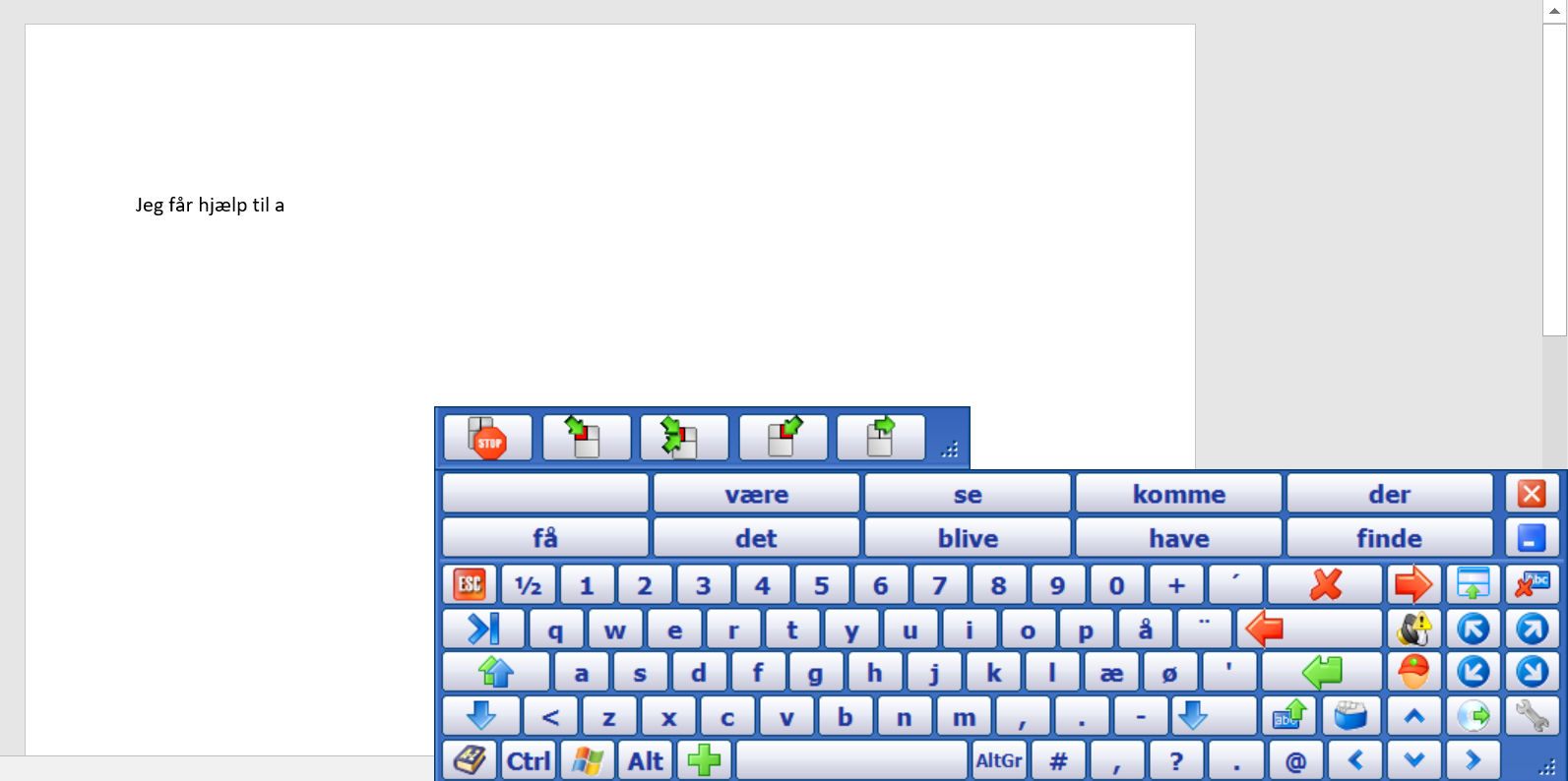 Billede af onscreen keys.